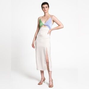 stripe halter neck dress Taupe/Black Stripe Halter Cowl Neck Dress – Sunday Rain Boutique main image 0